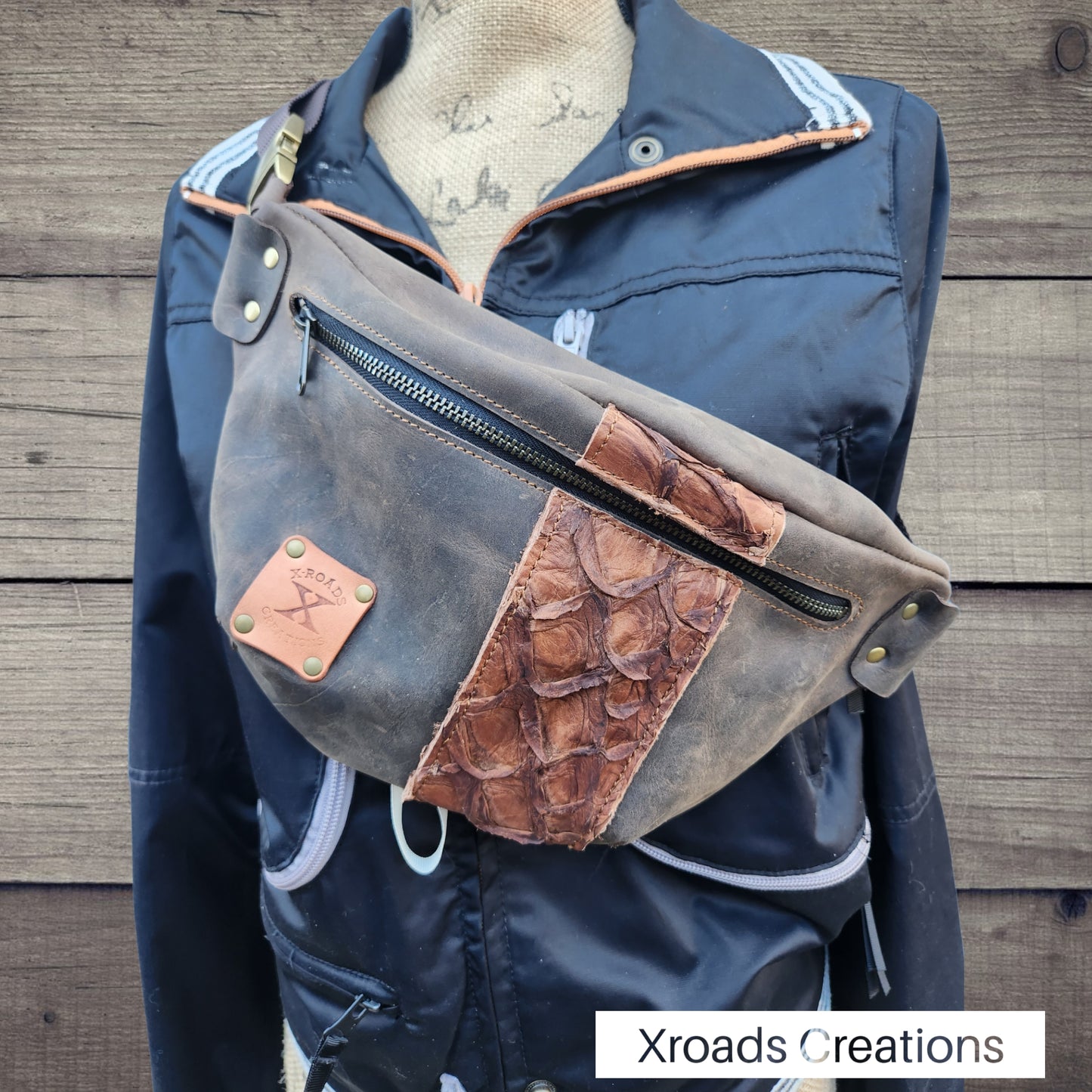 The Bum Bag - Dark Brown & Pirarucu