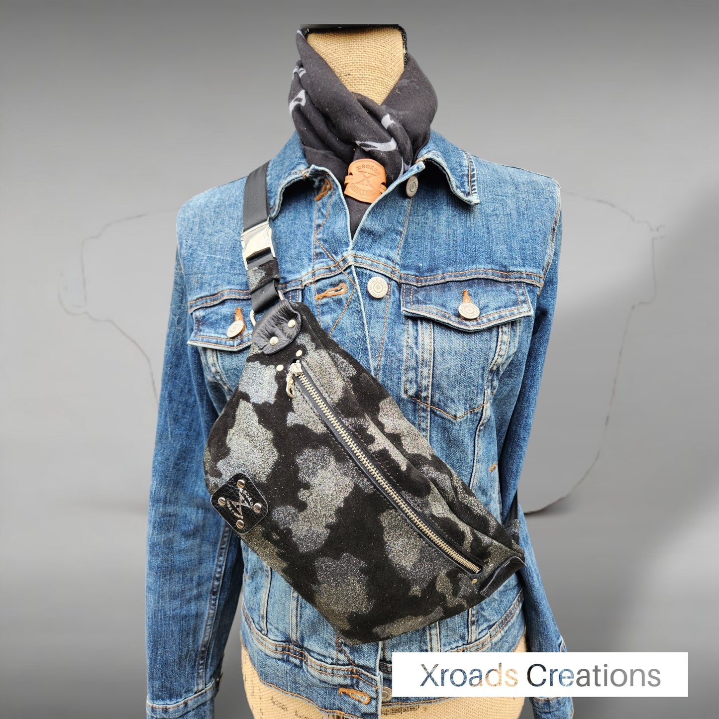 The Bum Bag - Black Camo Glitter