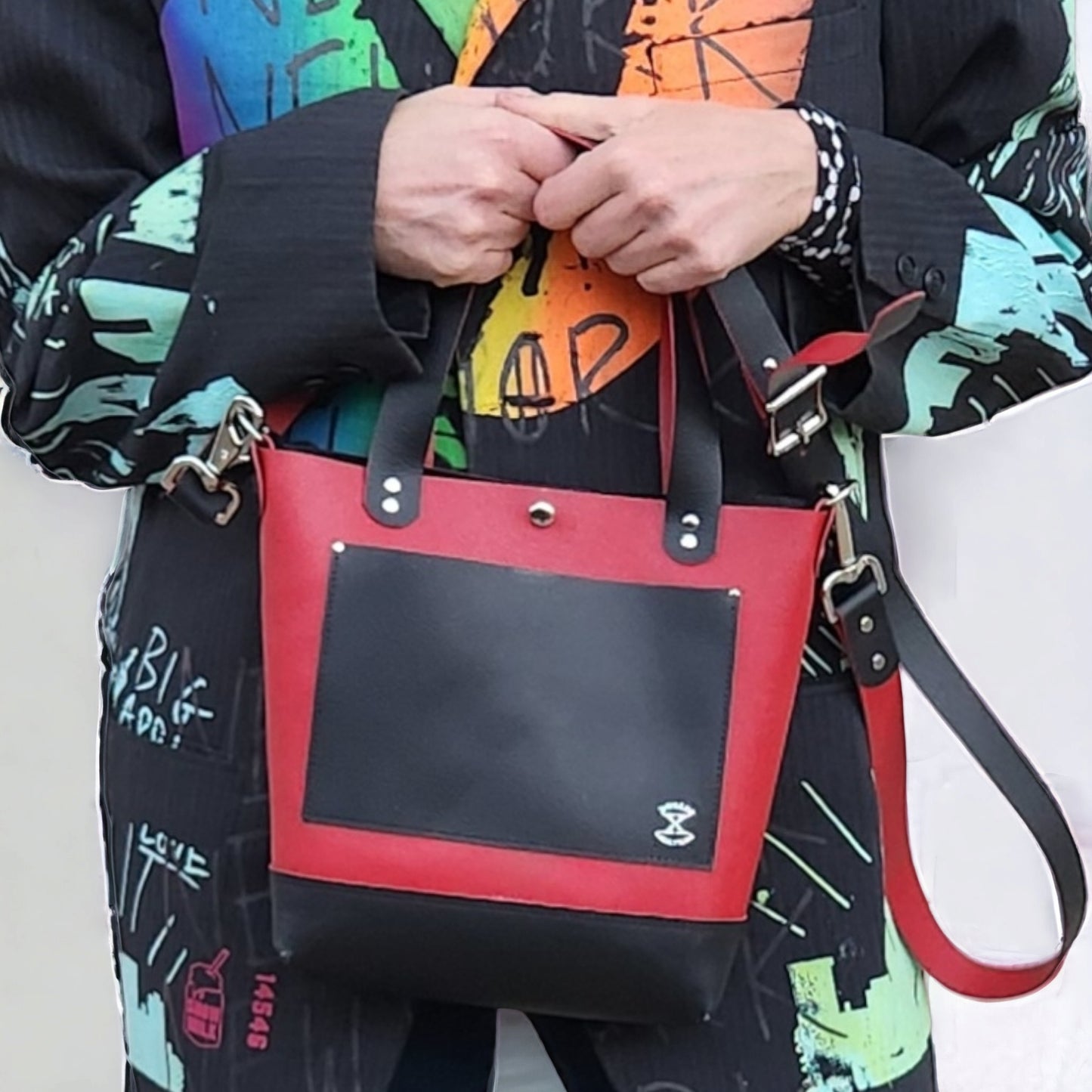 Mini Tote - Black and Red - Made to Order