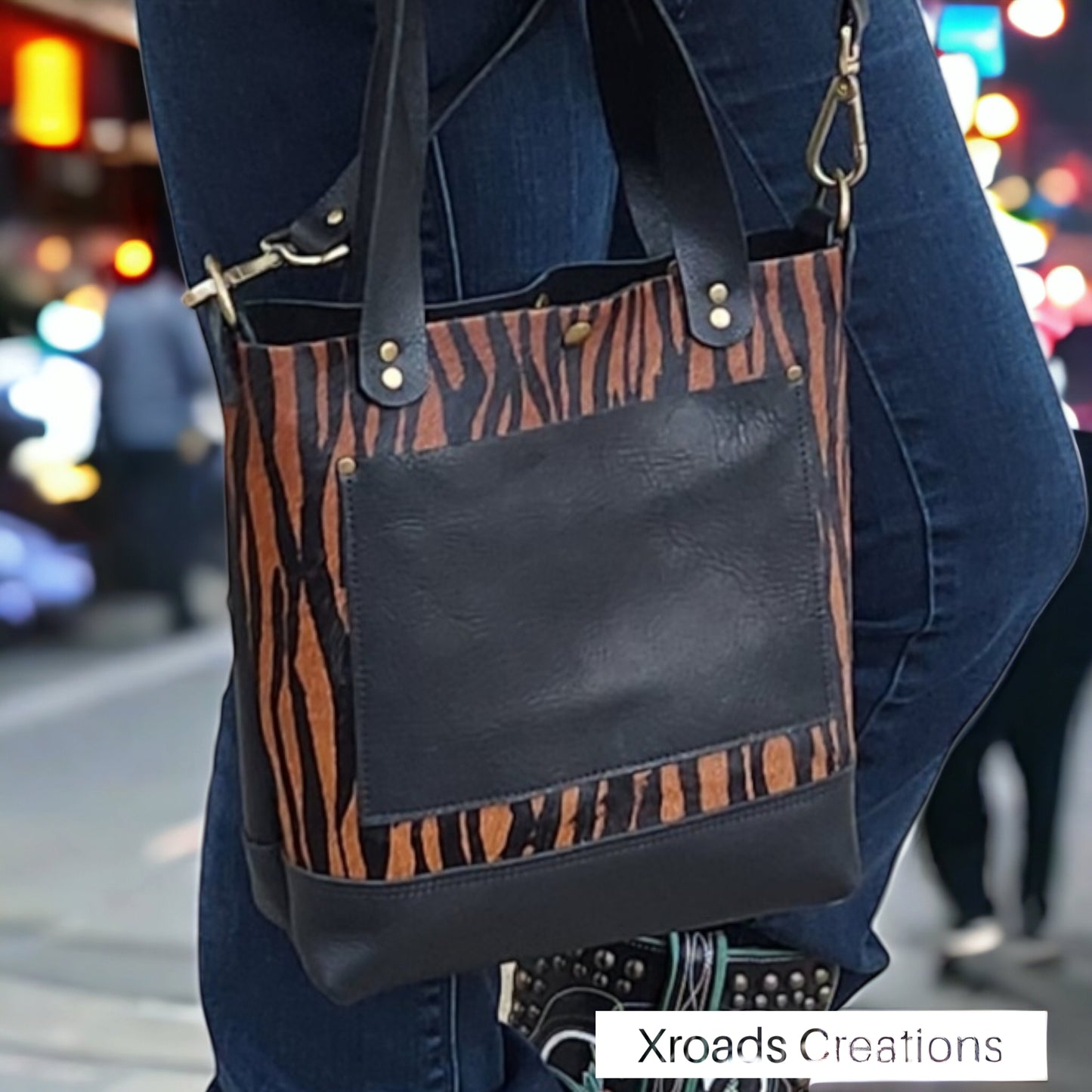 Mini Tote - Black and Tiger