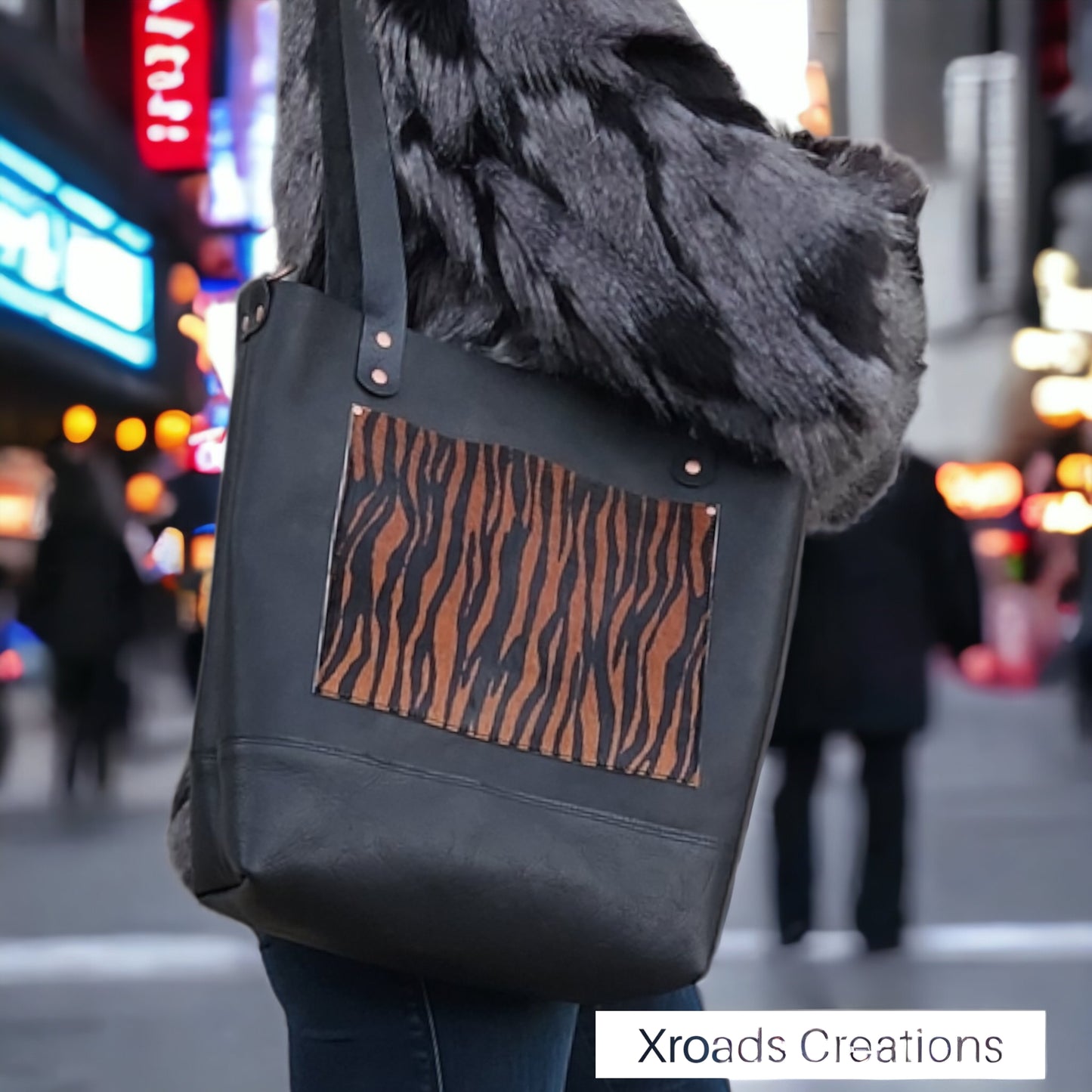 Basic Tote - Black w/ Tiger