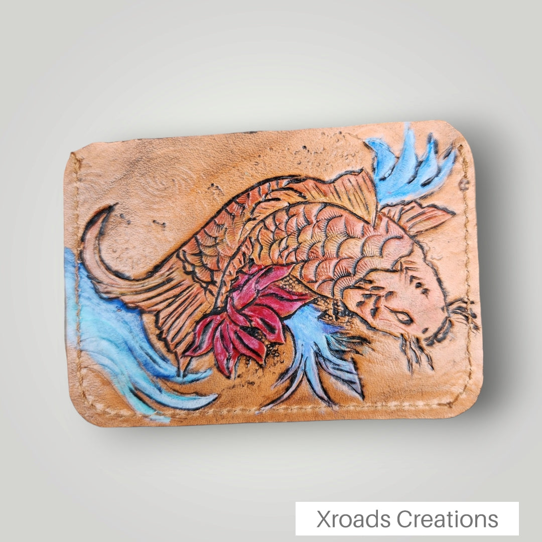 Koi Fish - Mini Horizontal Tooled Wallet