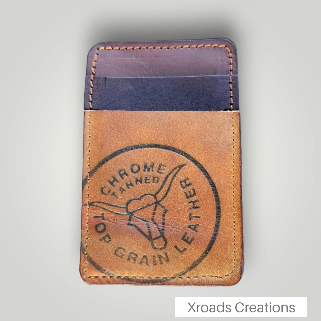 Baseball Vertical Card Holder- Top Grain Chrome