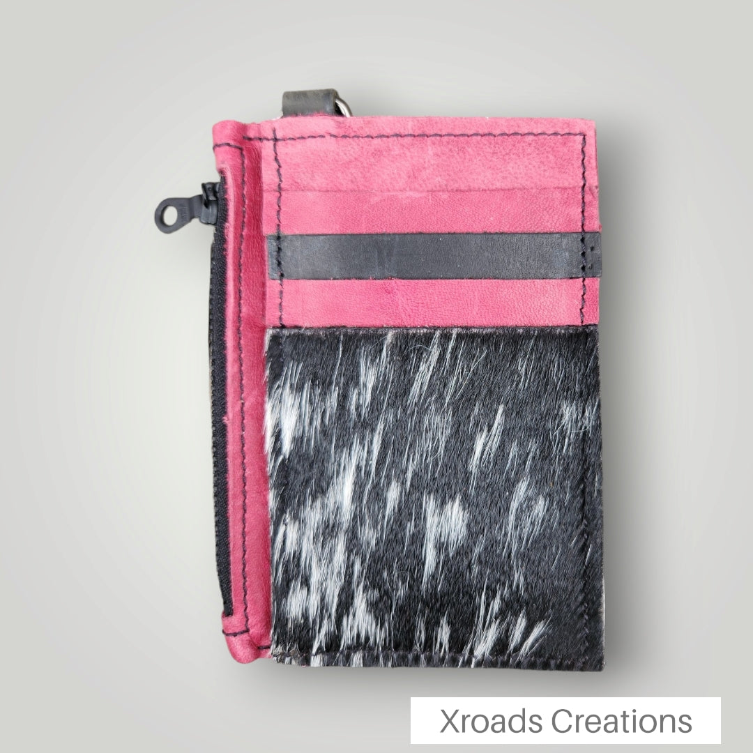 Red, Salt & Pepper - Hair-on Zippered Wallet