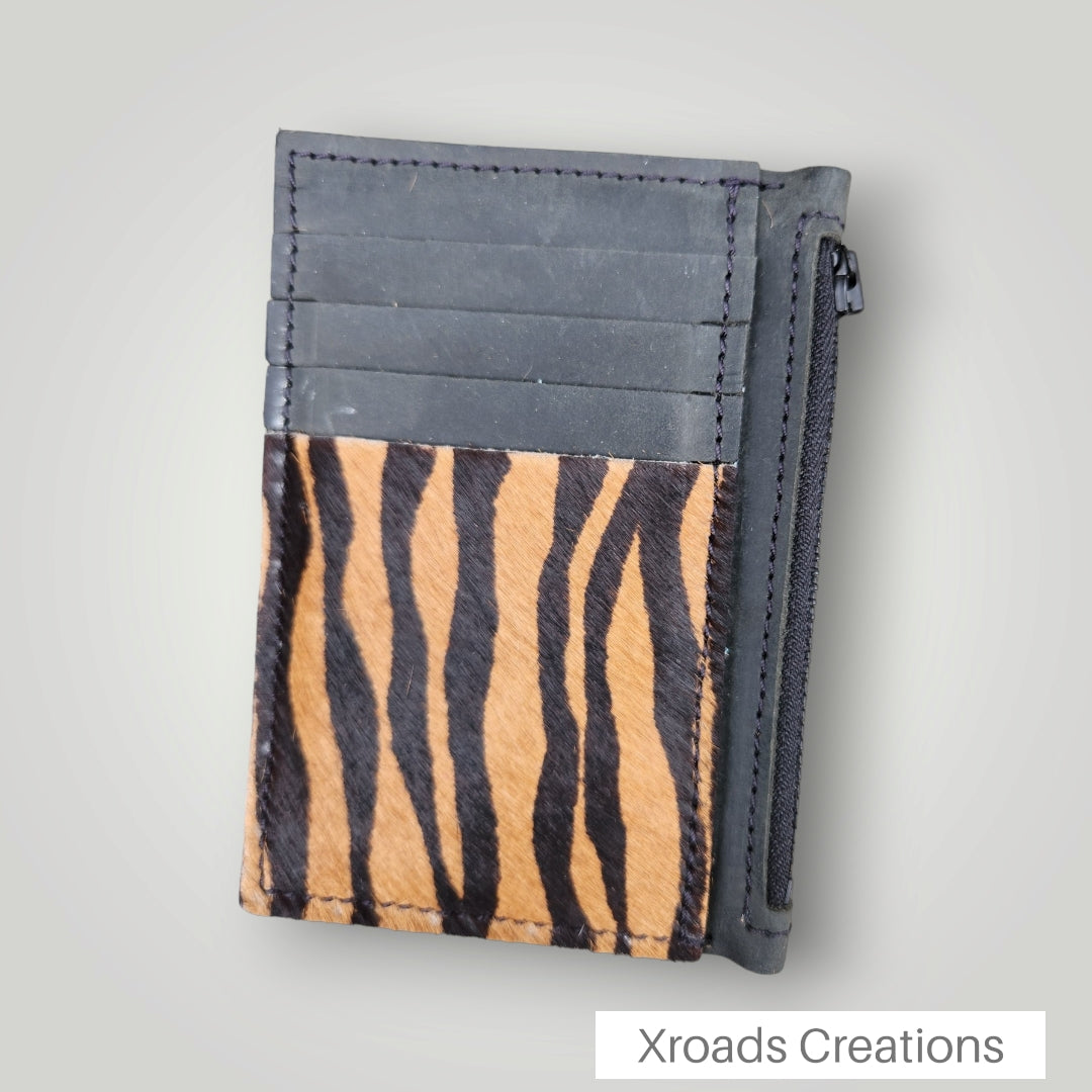 Black Zebra - Hair-on Zippered Wallet