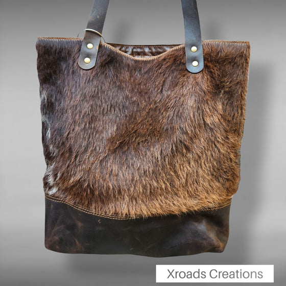 Basic+ Tote - Brown w/ Horned Steer Pocket