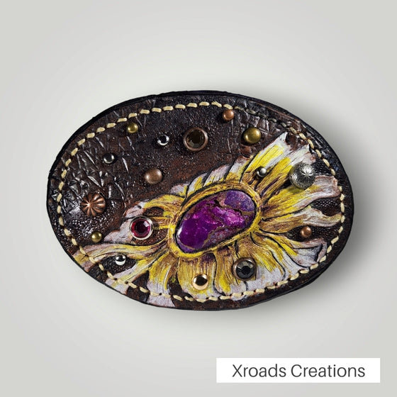 Daisy with Mojave Purple Inlay - Belt Buckle