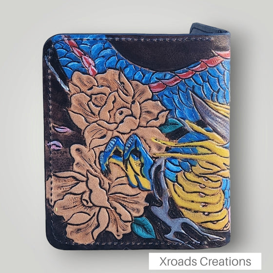 Dragon Folding Wallet- Hand Tooled