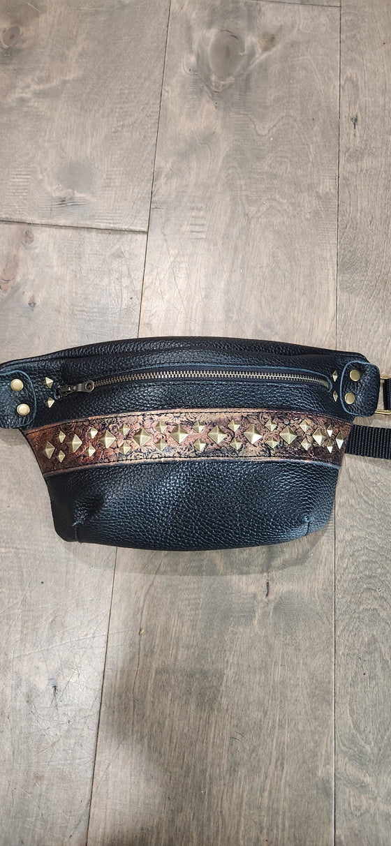 Custom Bum Bag- Black and Gold 50% remaining