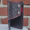 Snap Bi-fold Wallet - Hand Stamped - Skulls and Roses- Black and Red