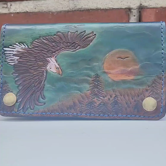 Bikers Wallet - Hand Tooled- Eagle