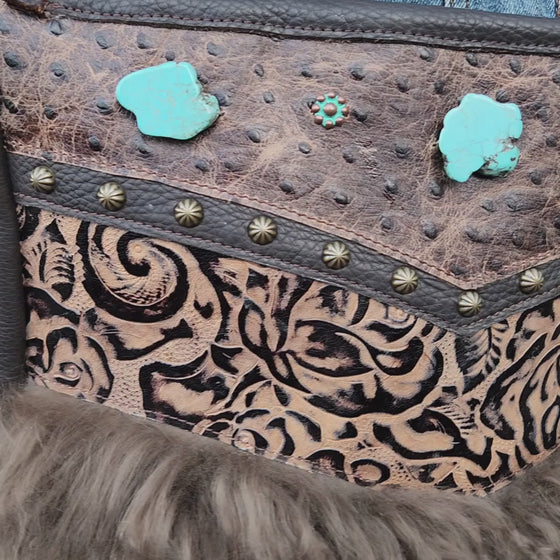 Dora - Fuzzy - Brown Mongolian Sheep with Turquoise stone