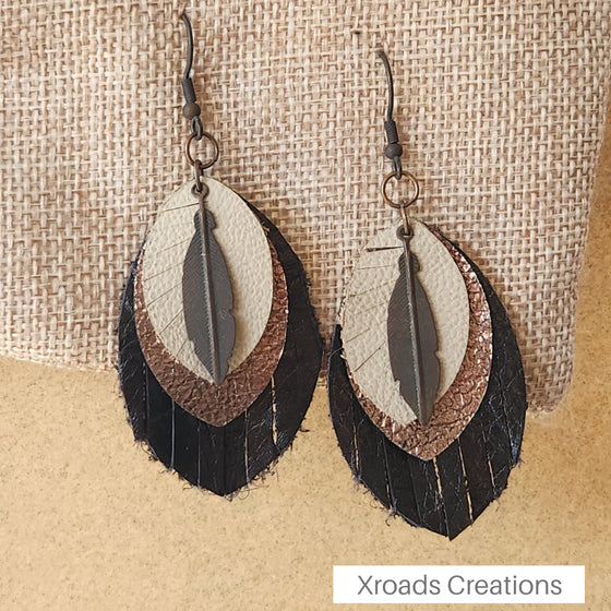 Earrings - Layered Leather with charms