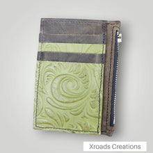  Olive Green - Embossed Zippered Wallet