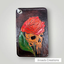  Rose and Skull - Mini Vertical Tooled Wallet