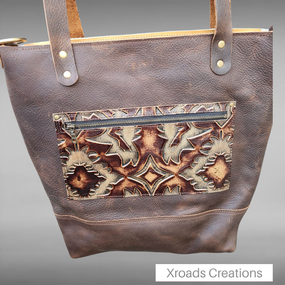 Basic Tote - Hair On Brown with horses detail
