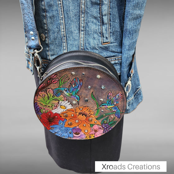 Dolly- Round Canteen Bag- Hummingbirds