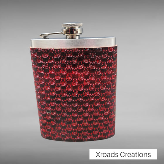 Flask - Geometric Skulls - Red