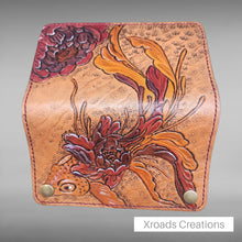  Bikers Wallet - Hand Tooled- Koi Flower