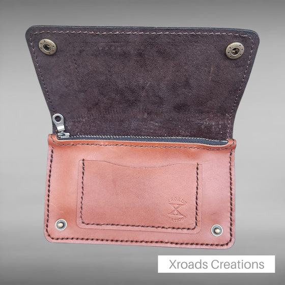 Bikers Wallet - Hand Stamped-Brown Weave