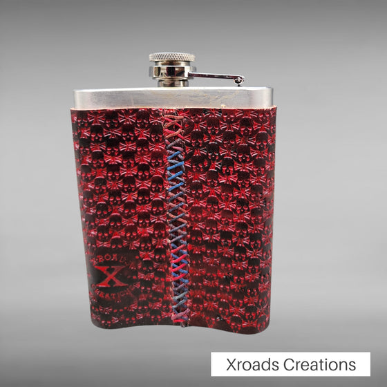 Flask - Geometric Skulls - Red