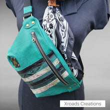  The Bum Bag -Two tone green with embossed and exotic accents