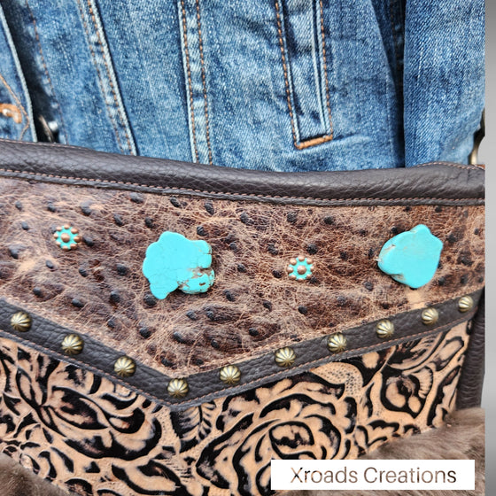 Dora - Fuzzy - Brown Mongolian Sheep with Turquoise stone