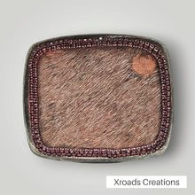  Belt Buckle - Rectangular Pinkish Acid Hair-on