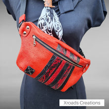  The Bum Bag - Red with Lizard and Snake accents