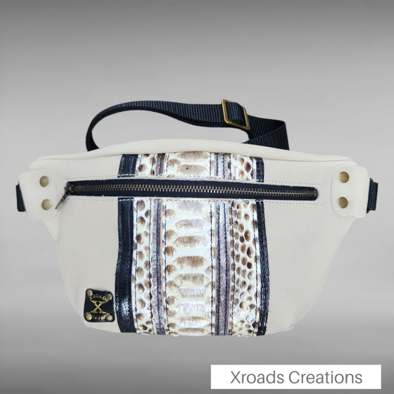 The Bum Bag - Cream with Snake accents