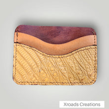  Mini Card Wallet- Lizard skin, burgundy, ochre