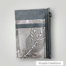  Grey Feather- Embossed Zippered Wallet