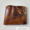Bifold Baseball Glove Wallet - tan/brown/blue