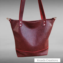  Basic Tote - Burgundy special textured leather and embossed pocket