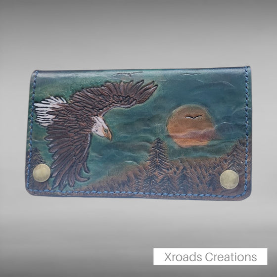 Bikers Wallet - Hand Tooled- Eagle