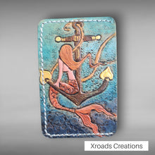  Mermaid on Anchor- Mini Vertical Tooled Wallet