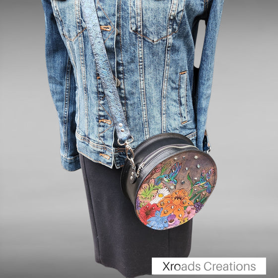Dolly- Round Canteen Bag- Hummingbirds
