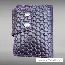  Snap Bi-fold Wallet - Hand Stamped - Purple weave