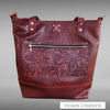 Basic Tote - Burgundy special textured leather and embossed pocket