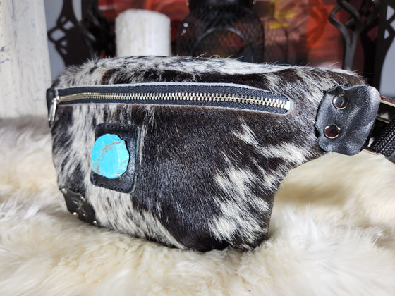 The Bum Bag - Salt & Pepper, Kingman turquoise