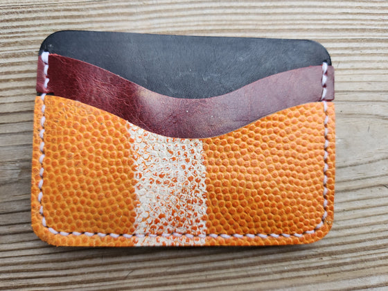 Football Leather Mini Wallet - Orange/White Stripe