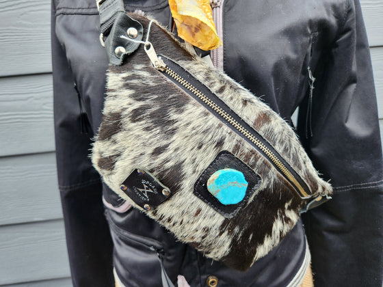 The Bum Bag - Salt & Pepper, Kingman turquoise